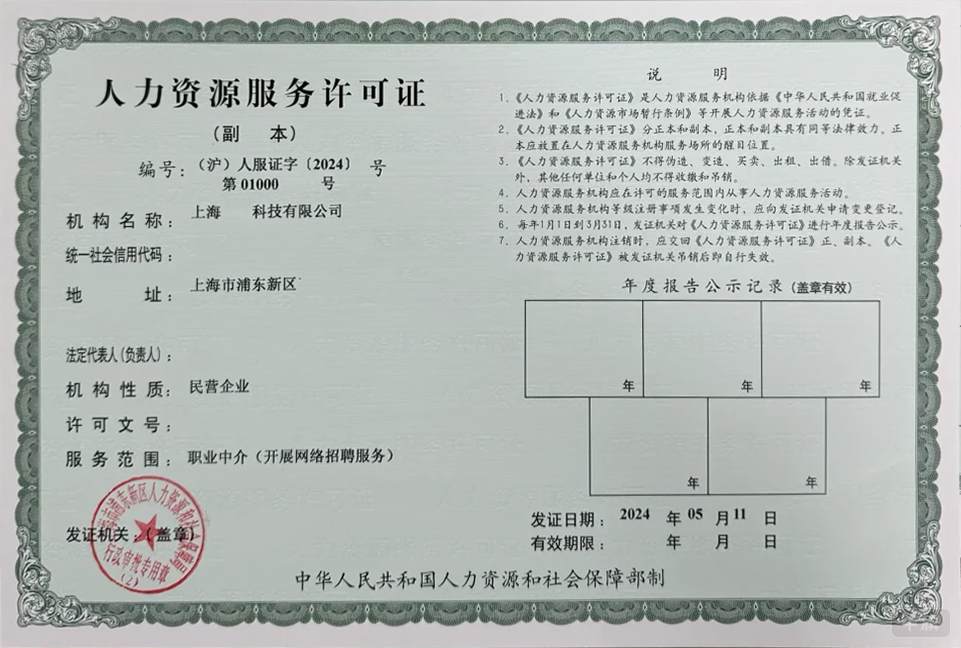 上海人力资源服务许可证（副本）