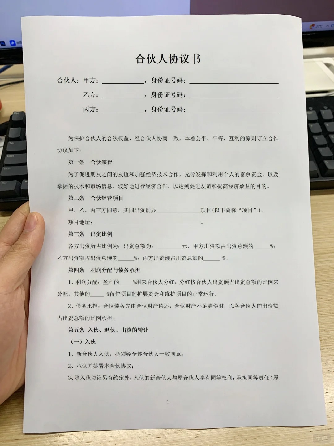 合伙人协议书