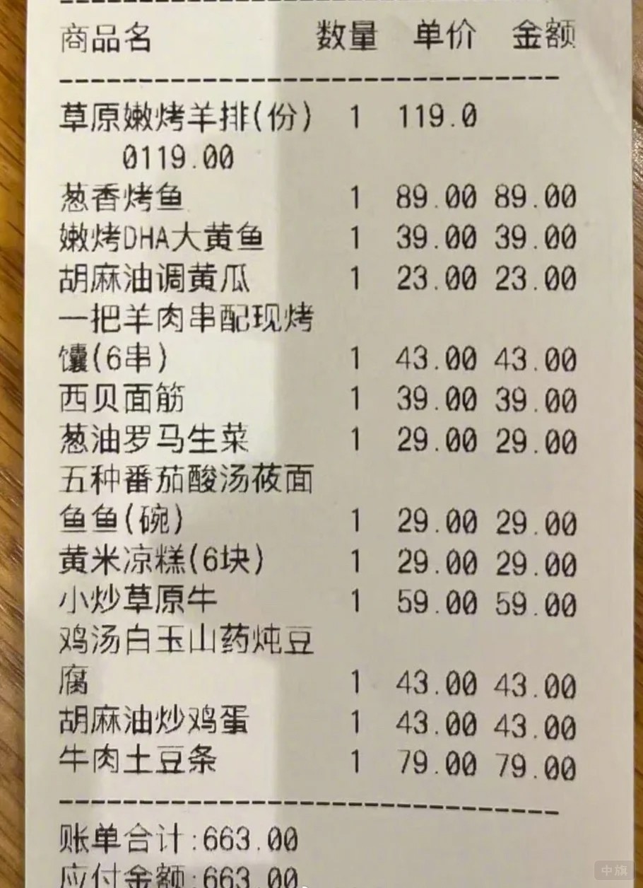 西贝公布的罗永浩菜单