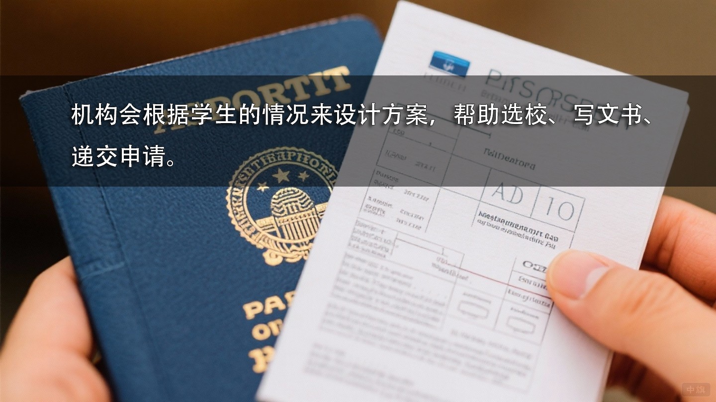 机构会根据学生的情况来设计方案，帮助选校、写文书、递交申请。