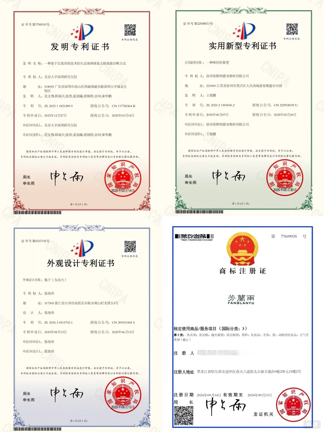 专利证书示意图
