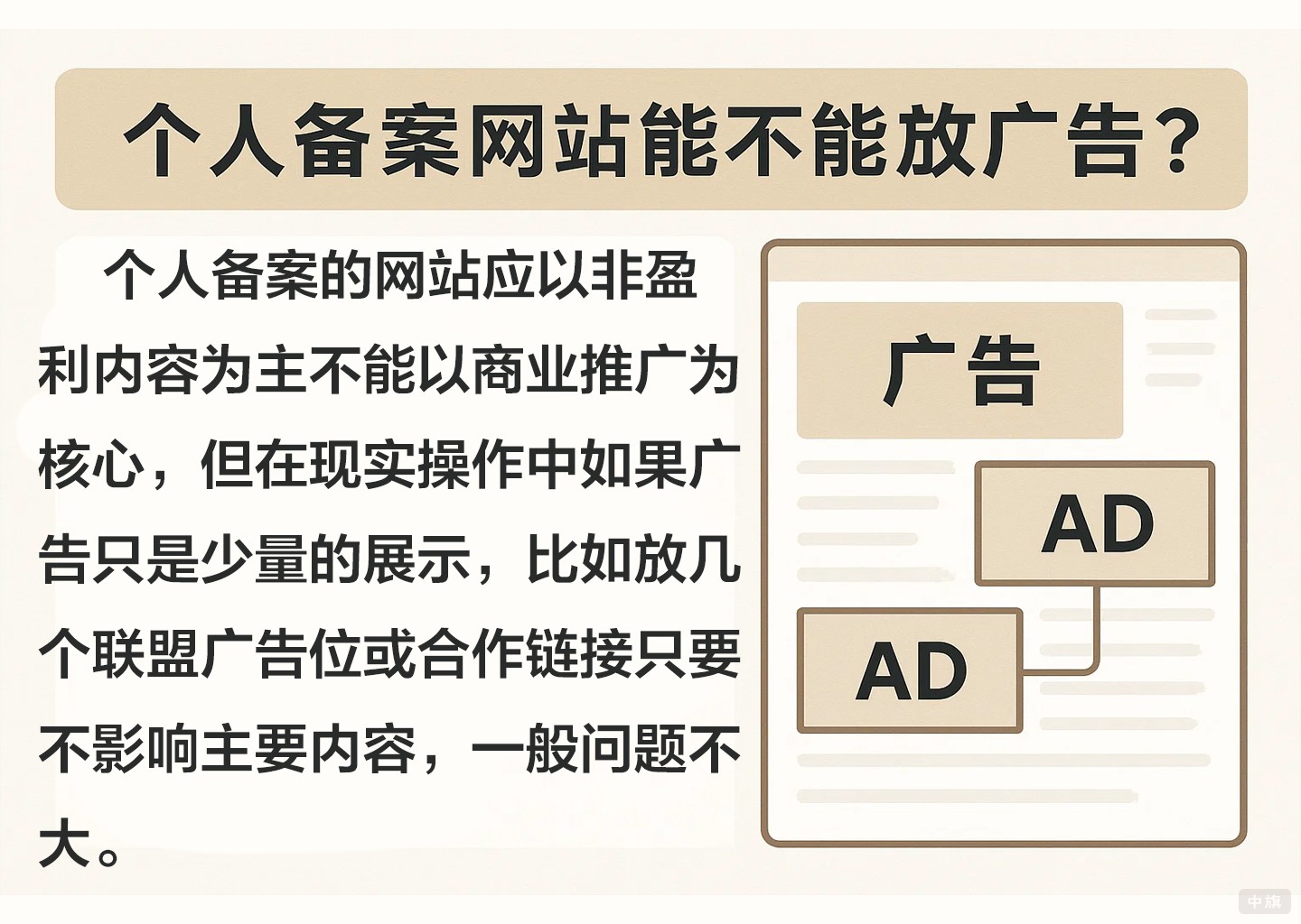 个人备案网站能不能放广告？