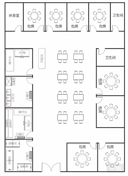 某热食制售店铺平面图
