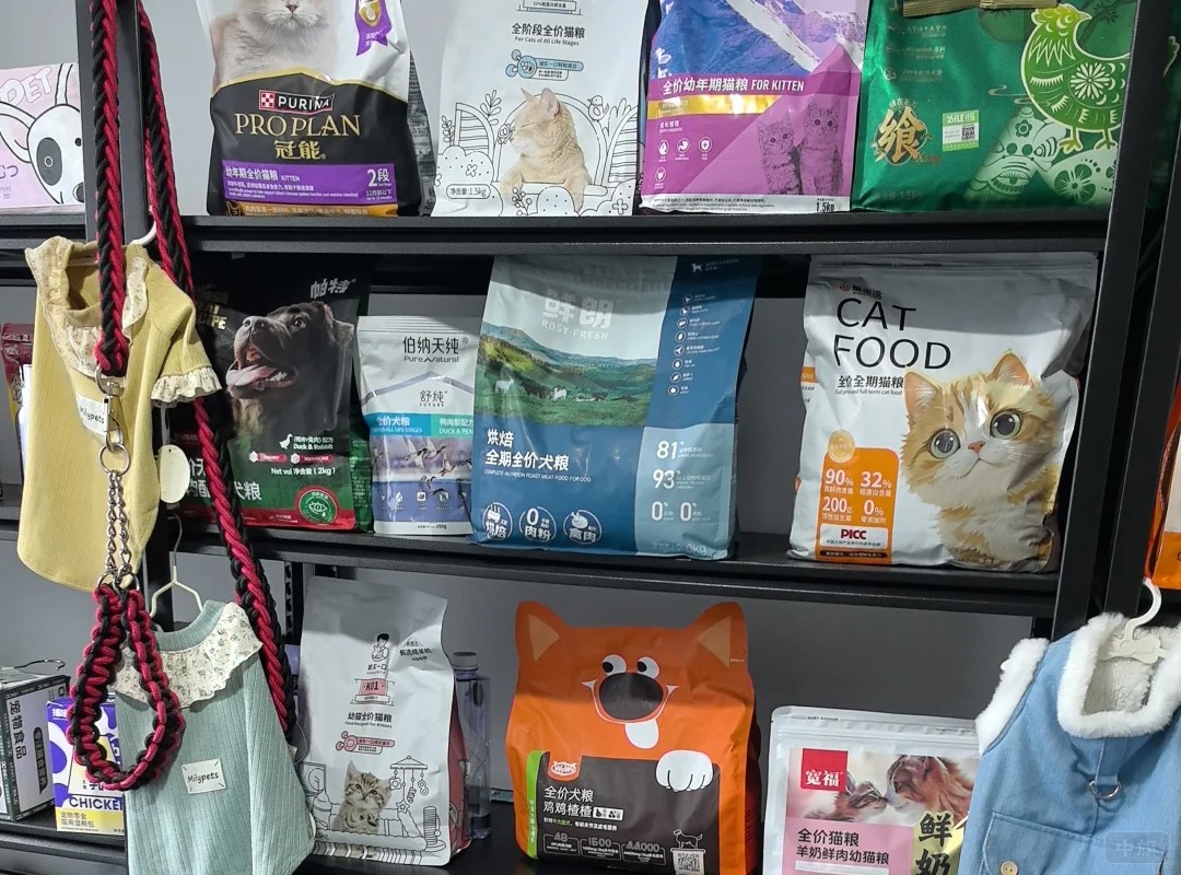 货架上卖的猫粮和狗粮