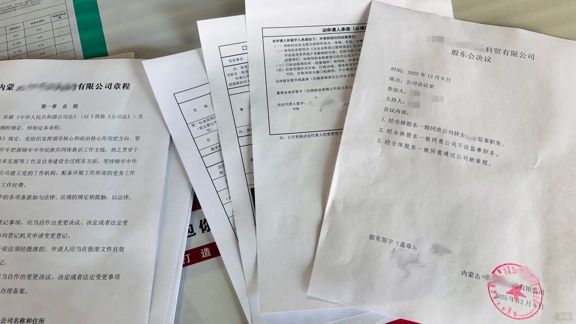 公司股东会决议去除XXX监事会议照片