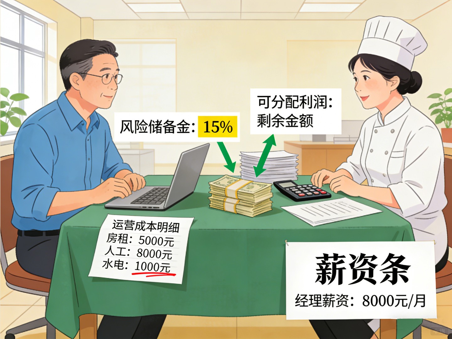 可分配的利润，在公司上班一样给开工资