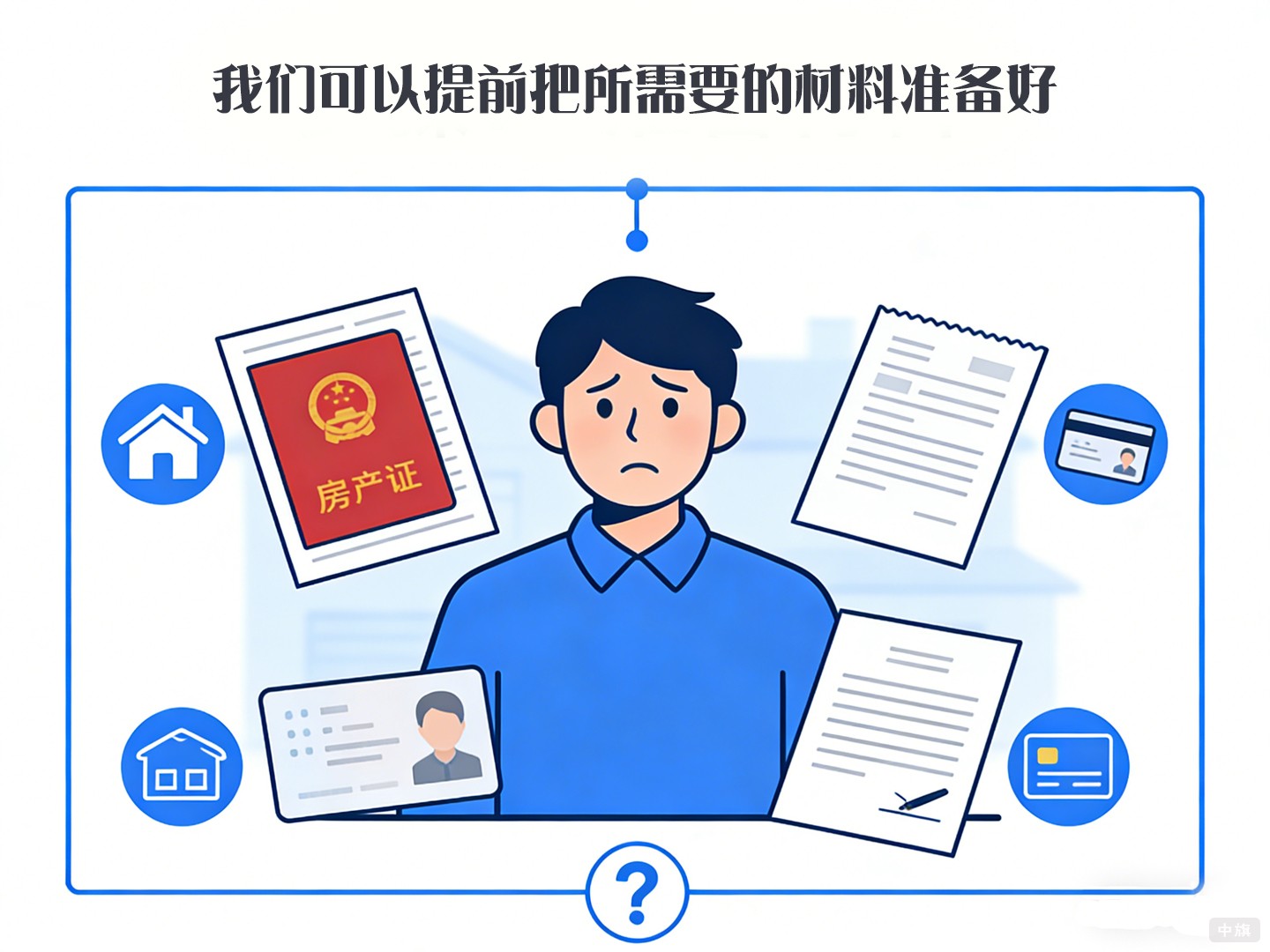 我们可以提前把所需要的材料准备好，身份证，房产证，租赁合同等