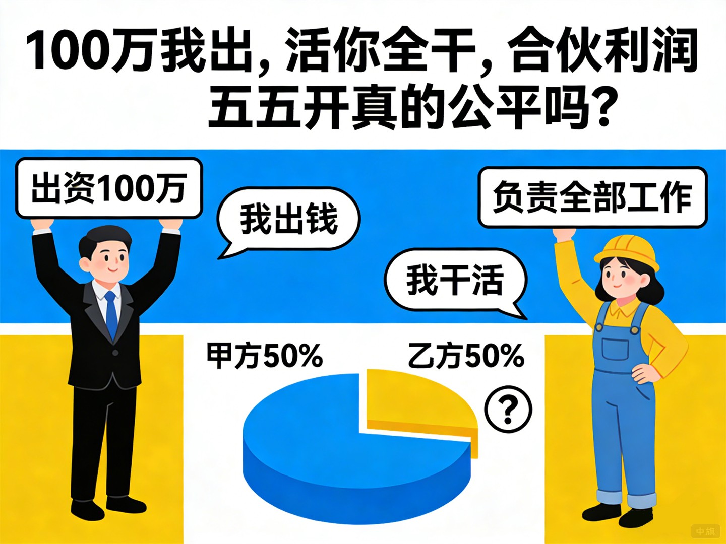 100万我出,活你全干,合伙利润五五开真的公平吗? 100万我出,活你全干,合伙利润五五开真的公平吗?