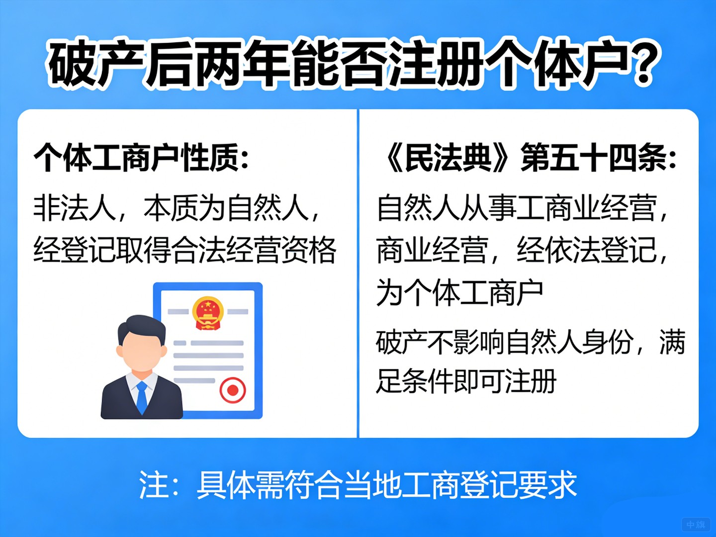 破产完两年，到底能不能注册个体户？