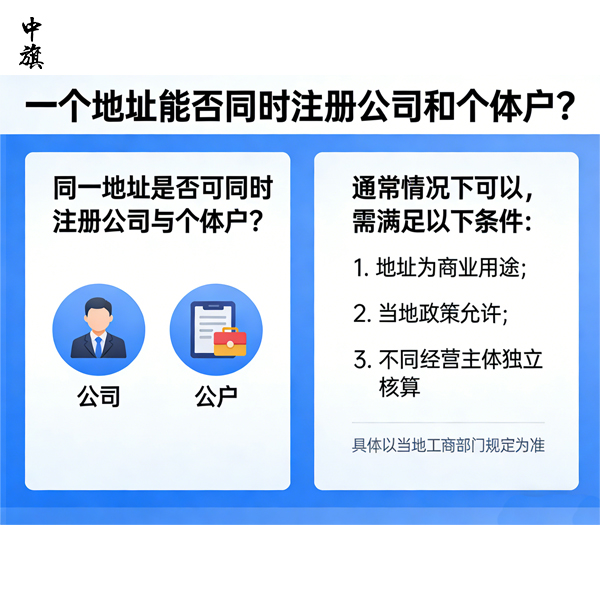 一个地址能不能同时注册公司和个体户？
