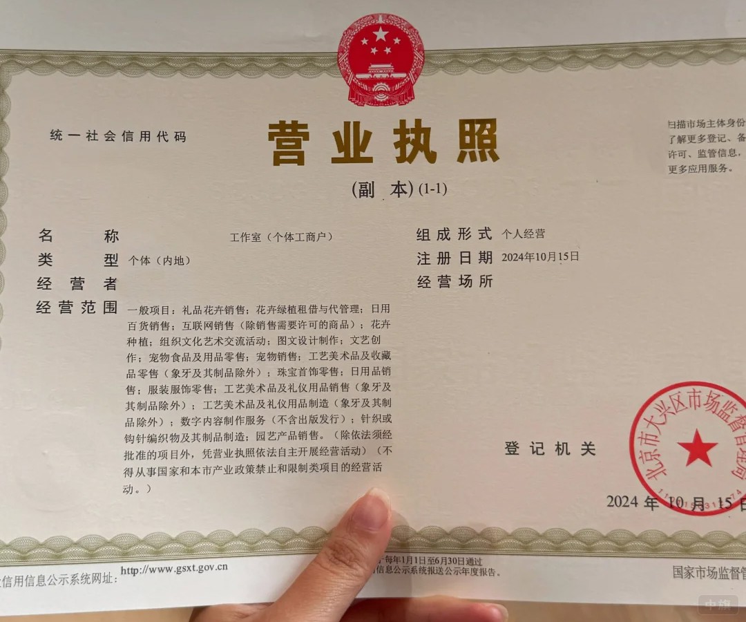 北京市大兴区个体工商户个人工作室