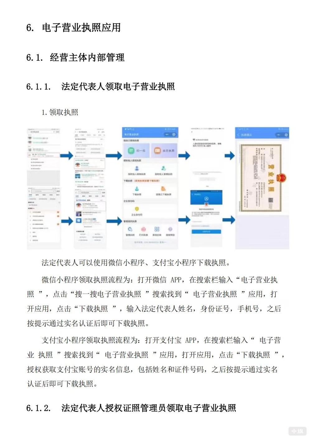 手机里的电子营业执照下载流程示意图